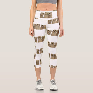 Triple Drooling Goofy Cats Meme Capri Leggings