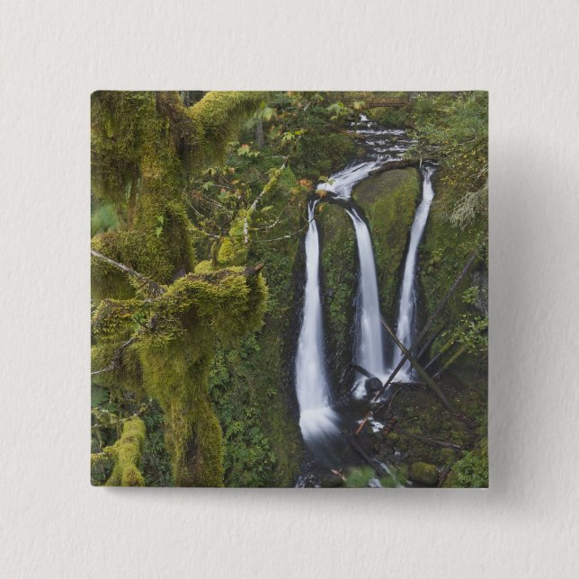 Triple Falls, Columbia River Gorge 15 Cm Square Badge (Front)