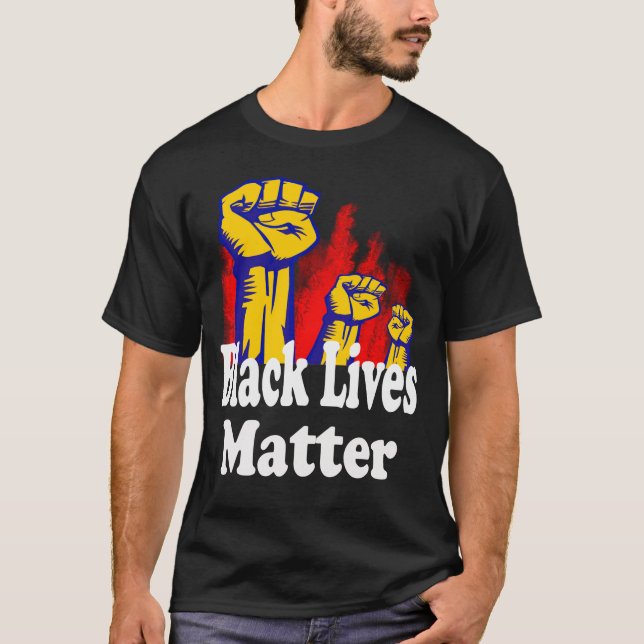 Triple Fist Black Lives Matter BLM T-Shirt (Front)