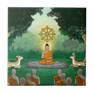 Triple Gems: Buddha, Dharma, Sangha Ceramic Tile