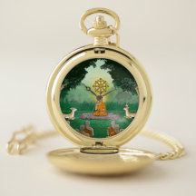 Triple Gems: Buddha, Dharma, Sangha Pocket Watch