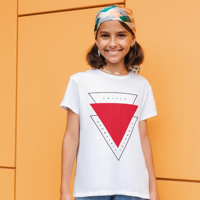 Triple Geometric Triangle T-Shirt (triple geometric triangle typography (customize the content))