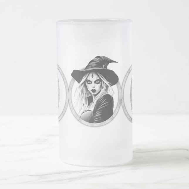 Triple Goddess - 16 oz Frosted Glass Beer Mug (Center)