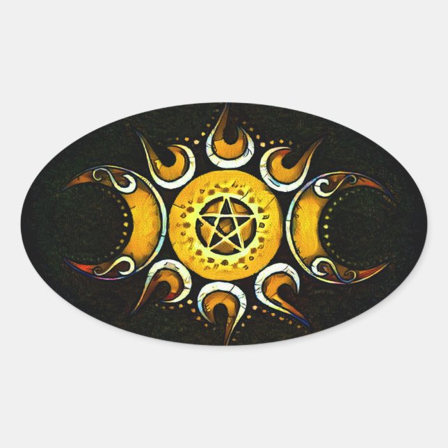 Triple Goddess Crowned - Dark Oval Sticker (Front)