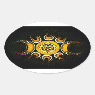 Triple Goddess Crowned - Dark Oval Sticker