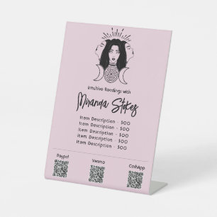 Triple Goddess Hecate Black & Pink Price List Pedestal Sign