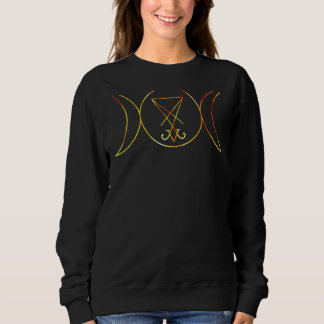 Triple Goddess Pentagram Symbol With Sigil Of Sata Sweatshirt