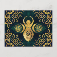 Triple Goddess with triskele - gold and green