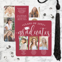 Triple Graduation Photo Collage Red & White Joint