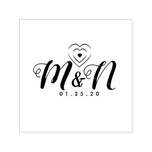 Triple Heart Rustic Lettering Self-inking Stamp