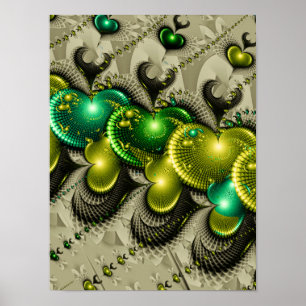 Triple Hearts Pattern Poster