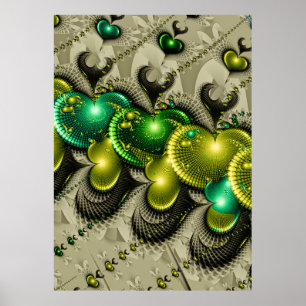 Triple Hearts Pattern Poster