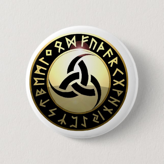 Triple Horn of Odin 6 Cm Round Badge (Front)