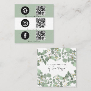 Triple Icon QR Code Social Media Eucalyptus Calling Card