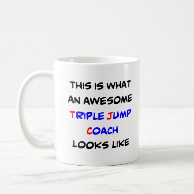 triple jump coach, awesome coffee mug (Left)