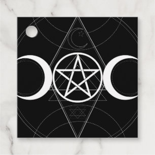 Triple Moon Geometry Pentagram Wicca Birthday Favour Tags