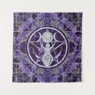 Triple Moon - Goddess -Amethyst and Silver Tapestry