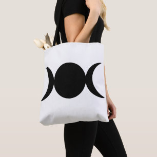Triple Moon Goddess Black & White Tote Bag