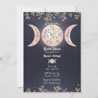 Triple Moon Goddess Botanical Blue Bridal Shower