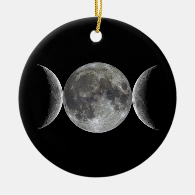 Triple Moon Goddess Ceramic Tree Decoration (Front)