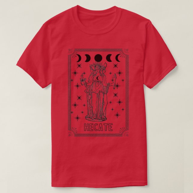 Triple Moon Goddess Hecate Tarot Card Wiccan Pagan T-Shirt (Design Front)
