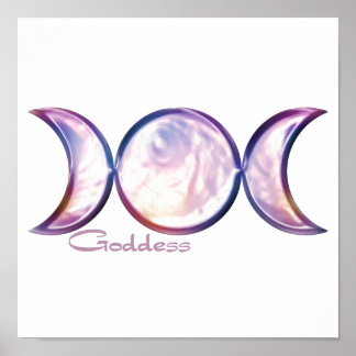triple moon goddess iridescent pearl poster