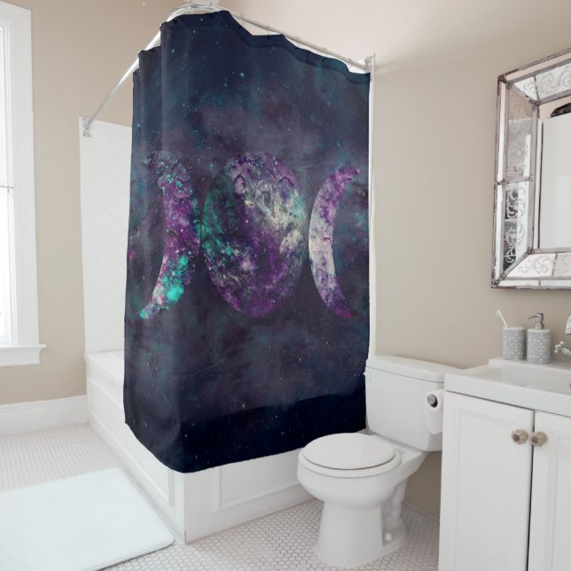 Triple Moon Goddess Luna Universe Space Shower Curtain (In Situ)
