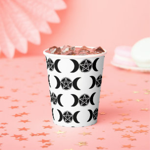 Triple Moon Goddess Pentacle Pentagram Party Paper Cups
