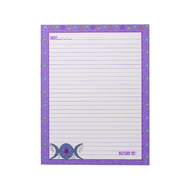 Triple Moon Goddess Symbol Notepad (Rotated)