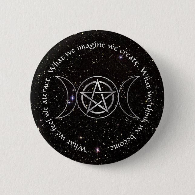 Triple Moon Goddess Wicca Pentacle 6 Cm Round Badge (Front)