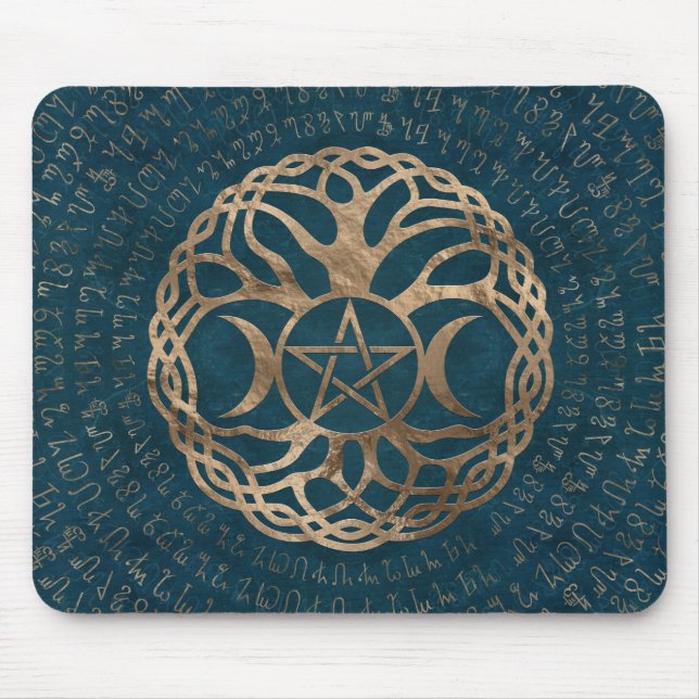 Triple Moon Goddess with pentagram Mouse Pad (Front)