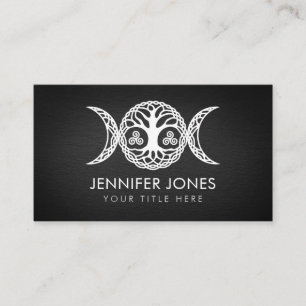 Triple Moon Goddess with triskele and tree of life Business Card