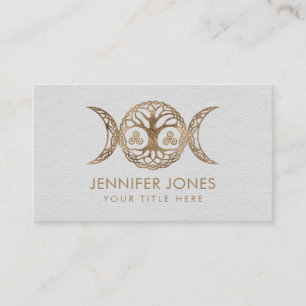 Triple Moon Goddess with triskele and tree of life Business Card