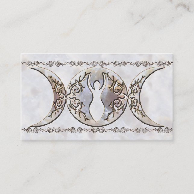 Triple Moon Moonstone Goddess Business Card (Front)