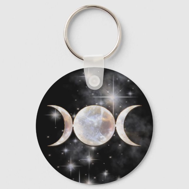 Triple Moon Moonstone Key Ring (Front)