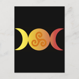 triple moon one triskell black bground postcard