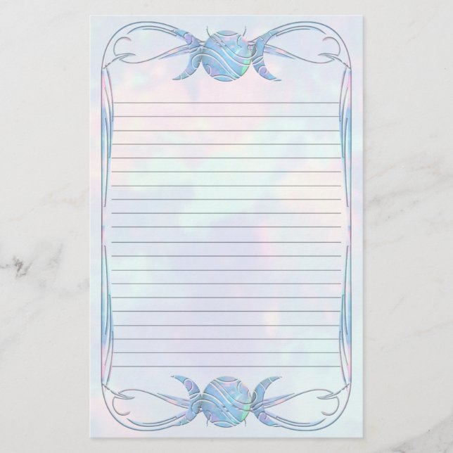 Triple Moon Opal Lined Stationery (Front)
