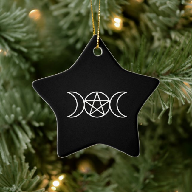 Triple Moon Pentacle Goddess Ceramic Tree Decoration (Tree)