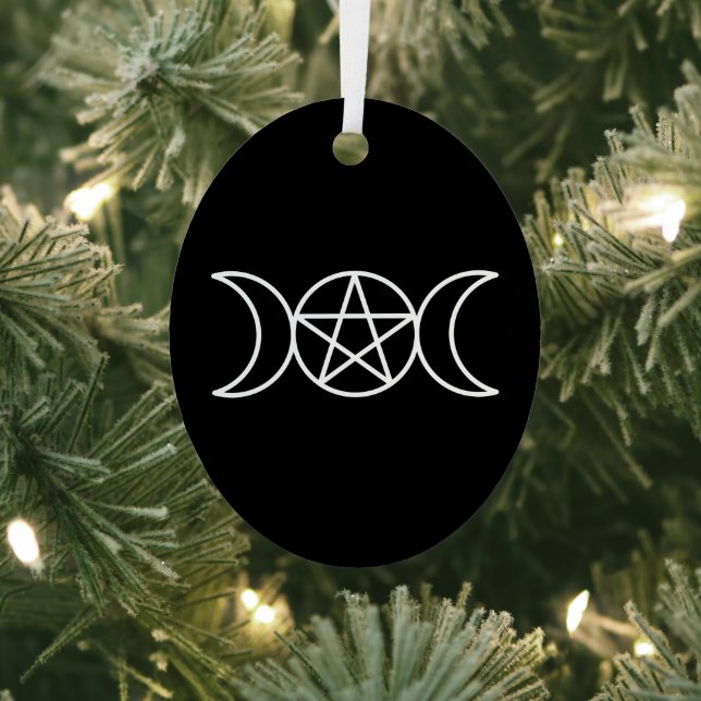 Triple Moon Pentacle Goddess Metal Tree Decoration (Insitu)