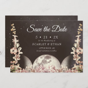 Triple Moon Phase Boho Floral Handfasting Save The Date