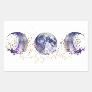 Triple Moon Purple and Gold Rectangular Sticker