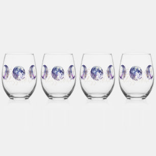 Triple Moon Purple and Gold Stemless Wine Glass