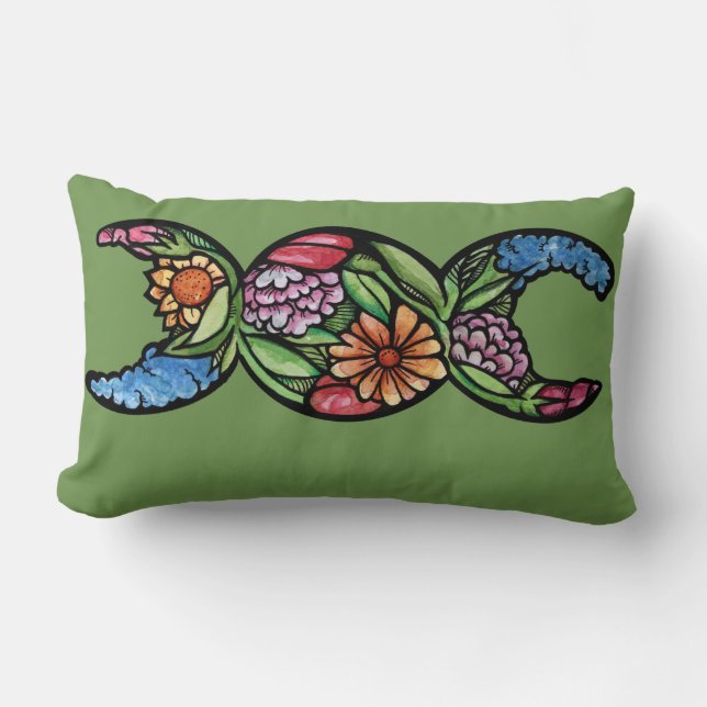 Triple Moon Symbol Bloom Lumbar Cushion (Front)