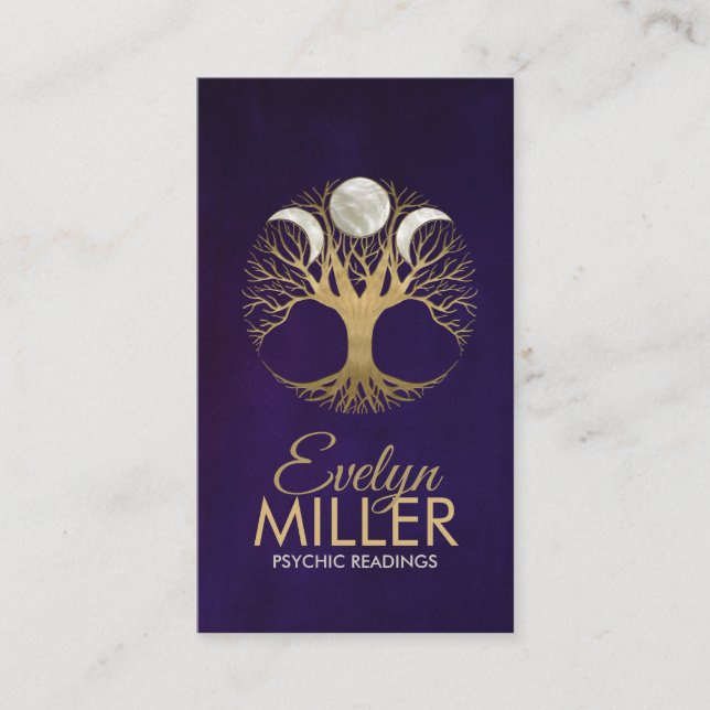 Triple Moon - Tree of life Ornament Business Card (Front)