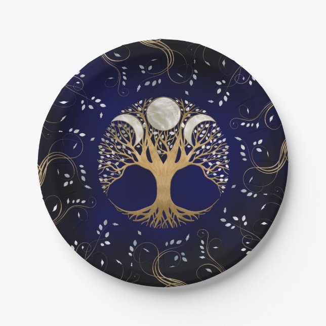 Triple Moon - Tree of life Ornament Paper Plate (Front)