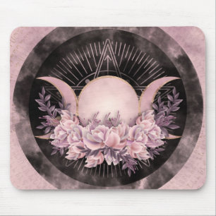 Triple Moon - Triple Goddess -Gentle Floral Mouse Pad