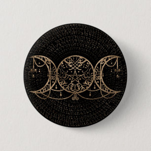 Triple Moon - Triple Goddess Gold and black 6 Cm Round Badge