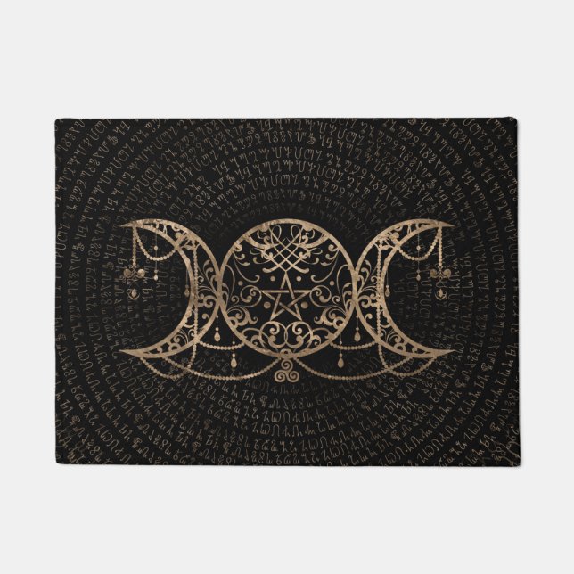 Triple Moon - Triple Goddess Gold and black Doormat (Front)