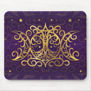 Triple Moon - Triple Goddess Gold and Purple Mouse Pad