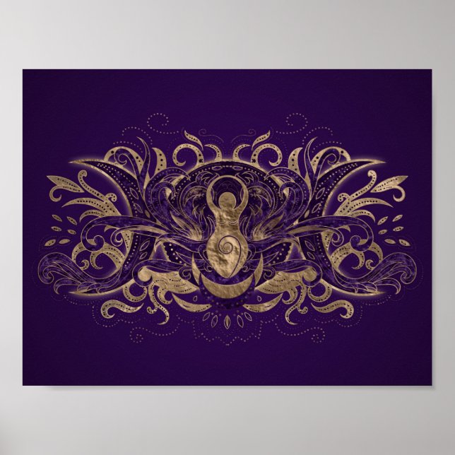 Triple Moon - Triple Goddess Purple and Gold Poster (Front)